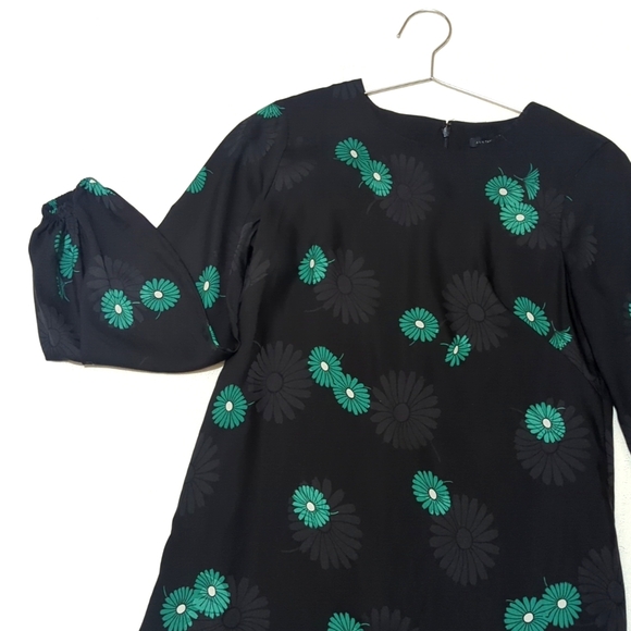 Ann Taylor | Floral Jacquard Flounce Shift Dress | Drop Waist | Floral Print | - Picture 4 of 9